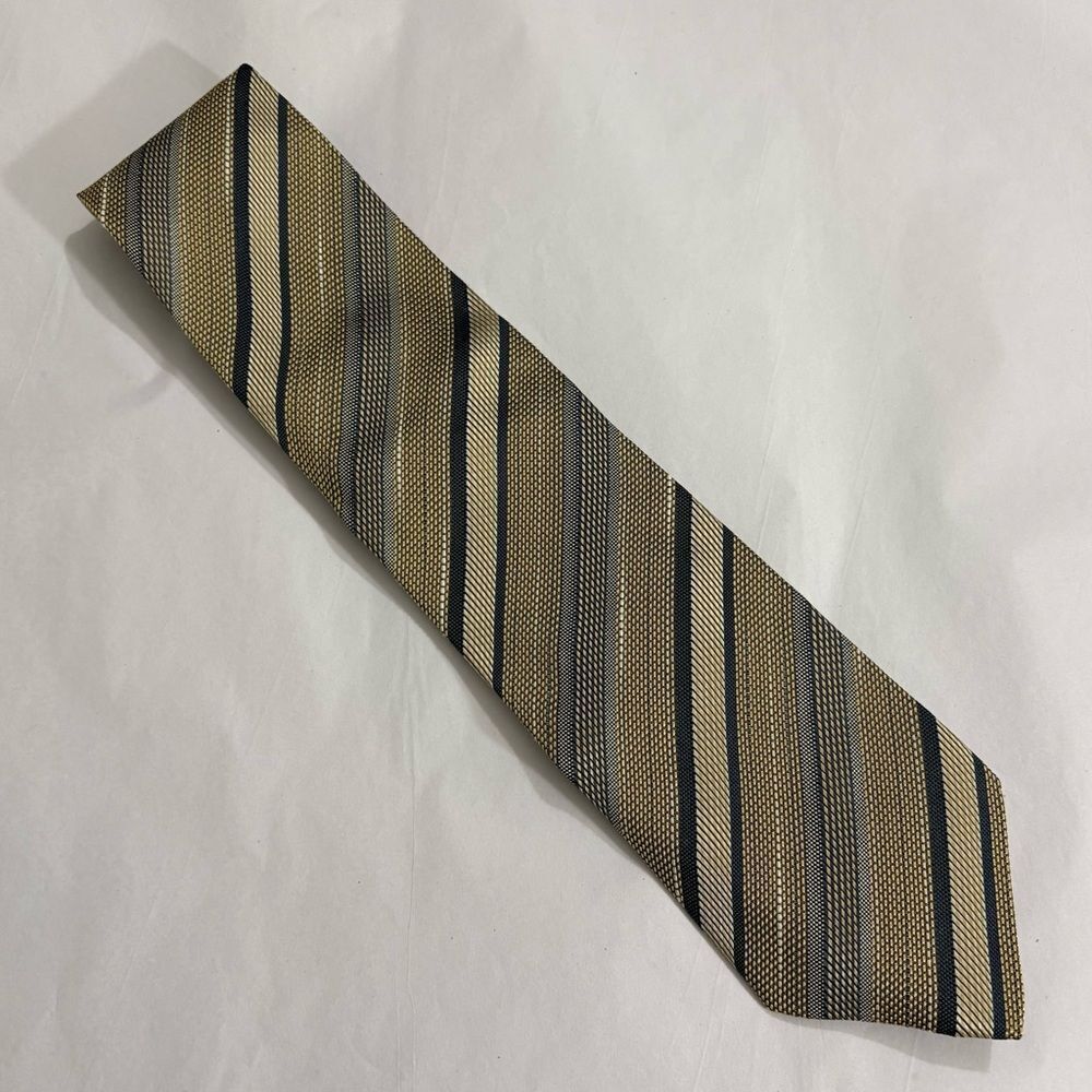 Ermenegildo Zegna Silk blend gold and blue striped Neck Tie